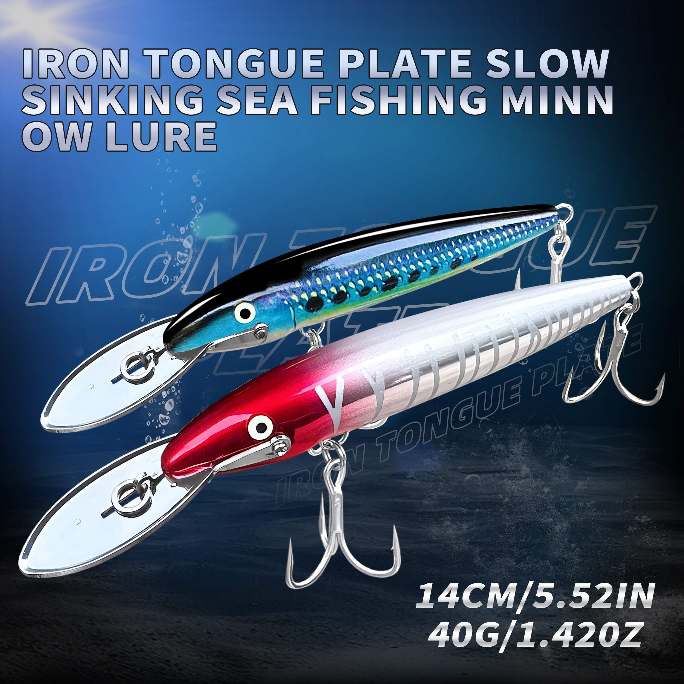 Fishing Lure Jerkbait - BASSKING Sinking Minnow Bait 140mm 40g