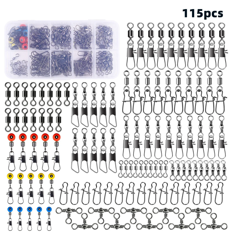 115pcs Fishing Swivel Connecto - Fishing Lure Box review and price